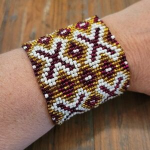 Handmade Wide Cuff Seed Bead Bracelet